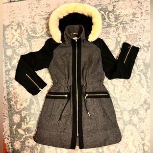 {laundry by Shelli Segal} <wool blend>[fur hooded] COAT